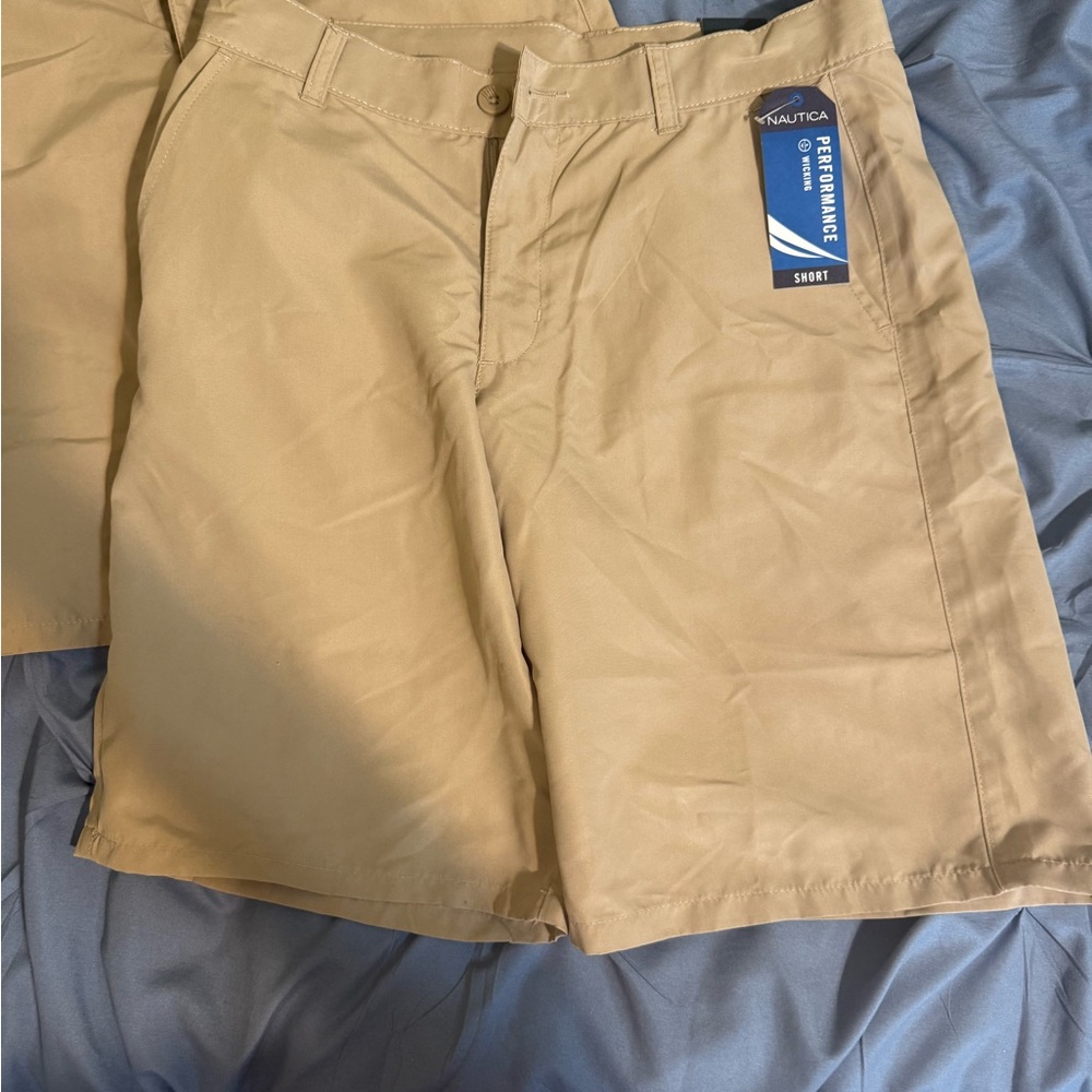2 pair of Nautica Boys Khaki Flat Front Shorts